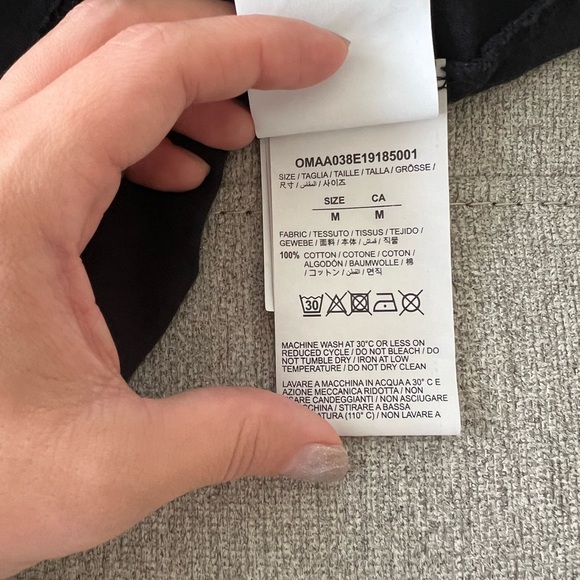 OFF WHITE Virgil Abloh 2020 black logo giant print back cotton tshirt Size M - Picture 7 of 7